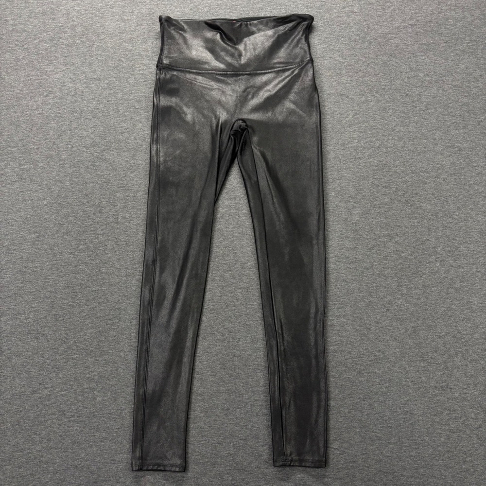 Spanx Faux Leather‎ Leggings Black High Waisted Petite Medium M/M 20211-001